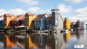 Reitdiep Groningen gekleurde huizen