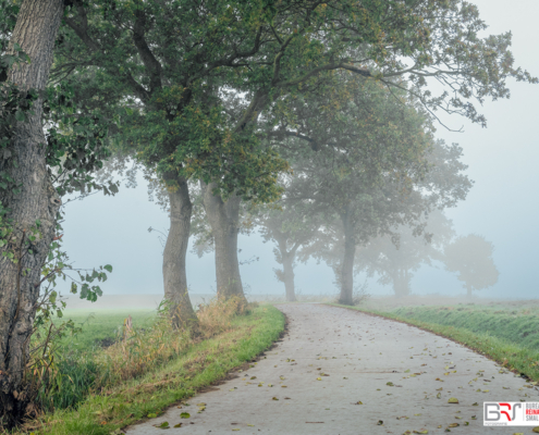 Fietspad Onlanden nabij Nietap in de mist